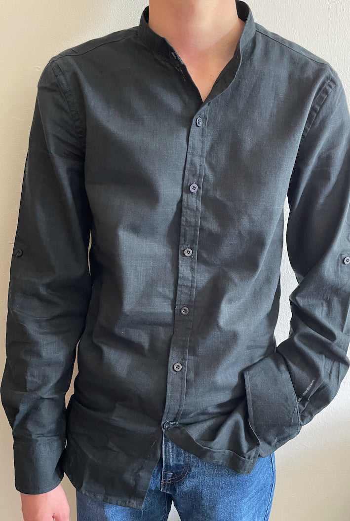 grandad-collar-shirts-plain-black